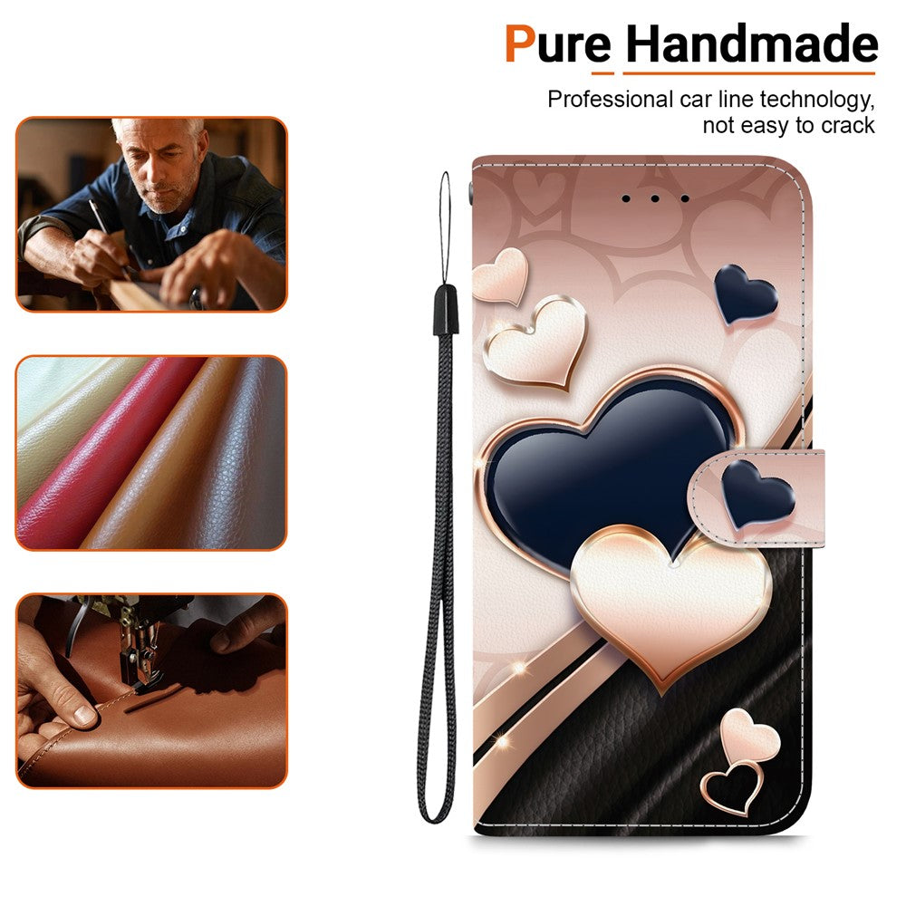 For Samsung Galaxy A56 5G Leather Case Stand Wallet Pattern Printing Phone Cover with Wrist Strap