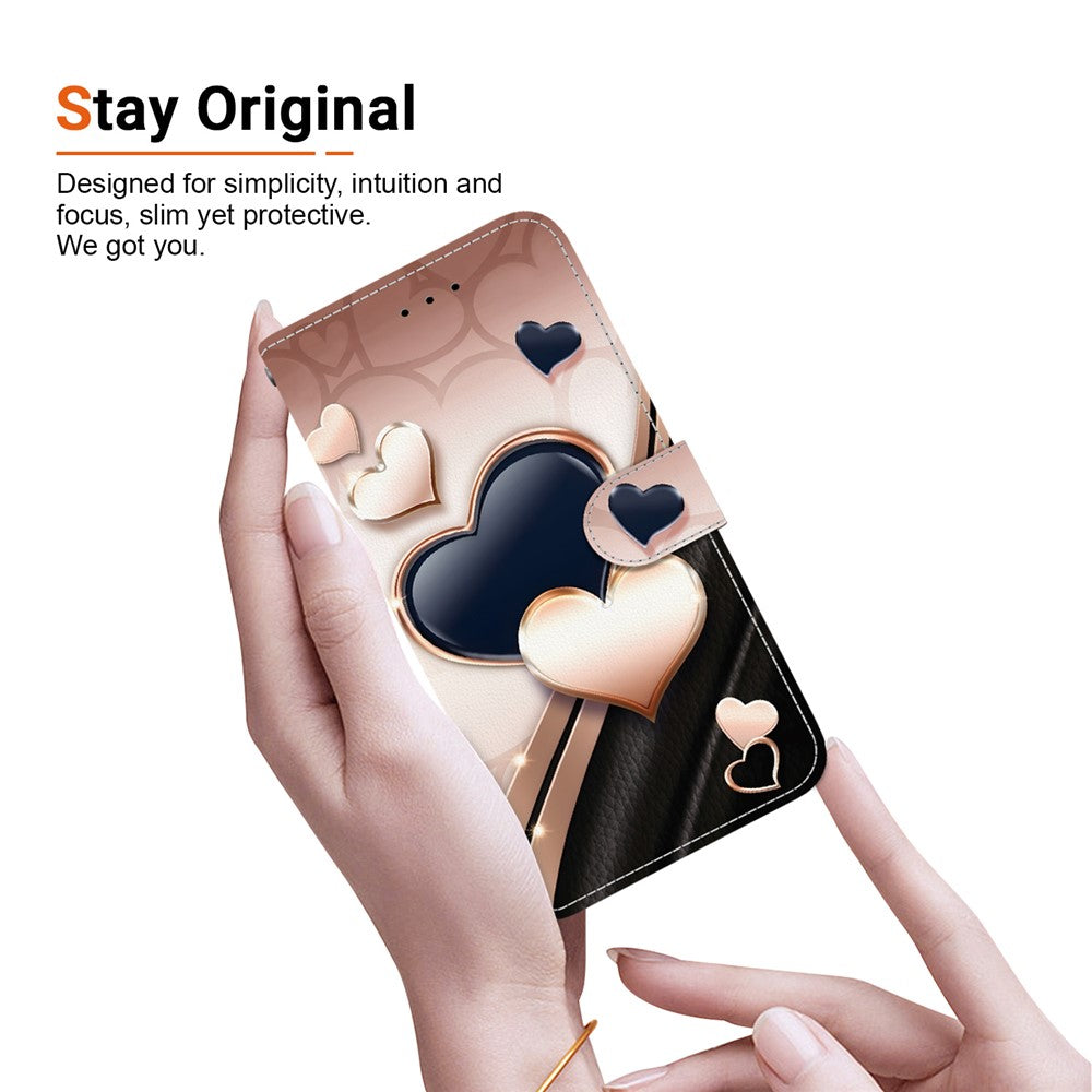 For Samsung Galaxy A56 5G Leather Case Stand Wallet Pattern Printing Phone Cover with Wrist Strap