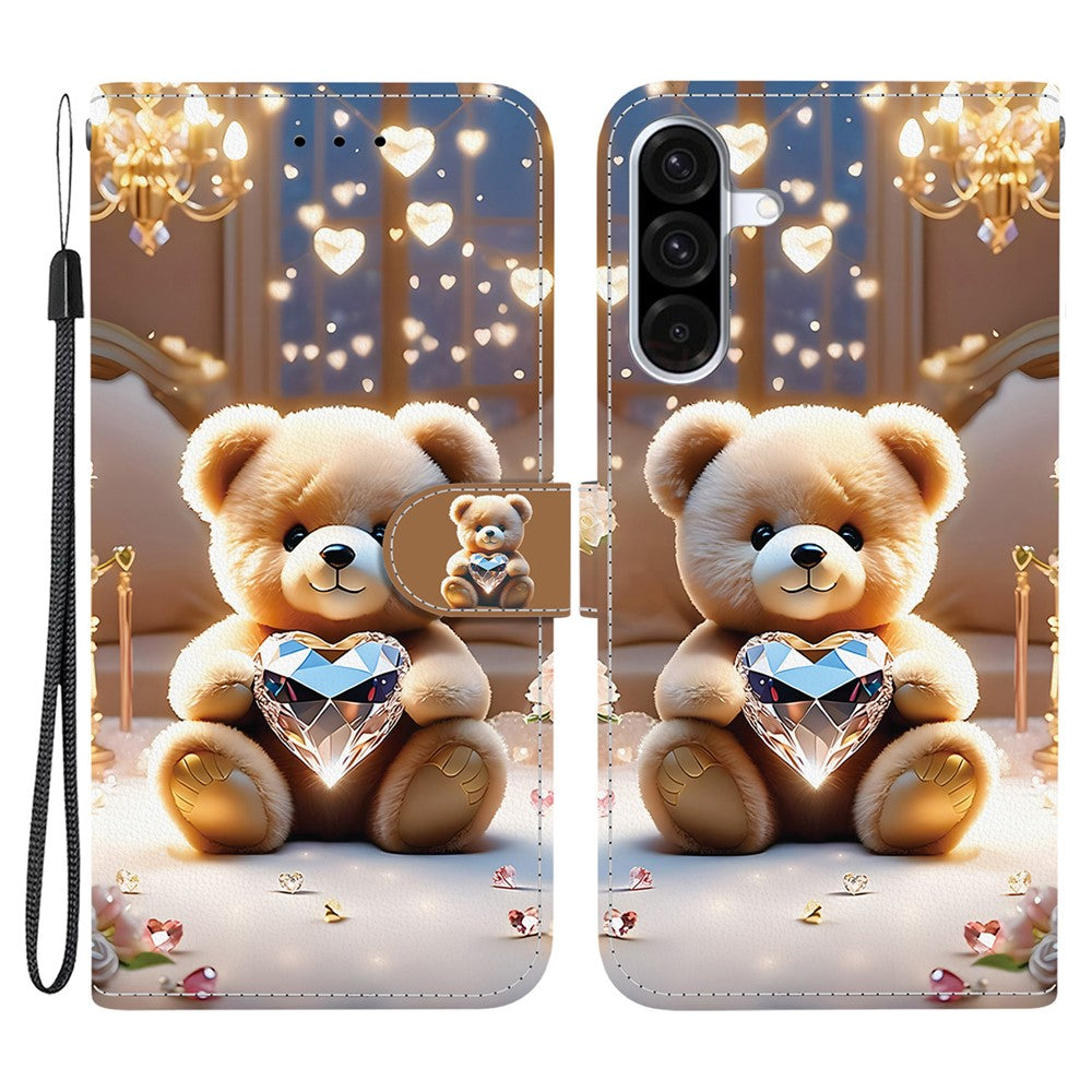 For Samsung Galaxy A56 5G Leather Case Stand Wallet Pattern Printing Phone Cover with Wrist Strap