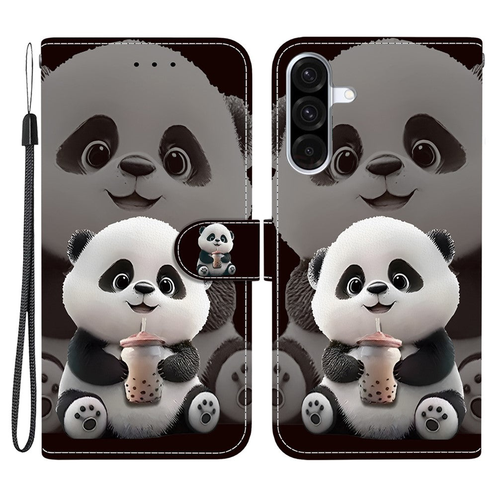 For Samsung Galaxy A56 5G Leather Case Stand Wallet Pattern Printing Phone Cover with Wrist Strap