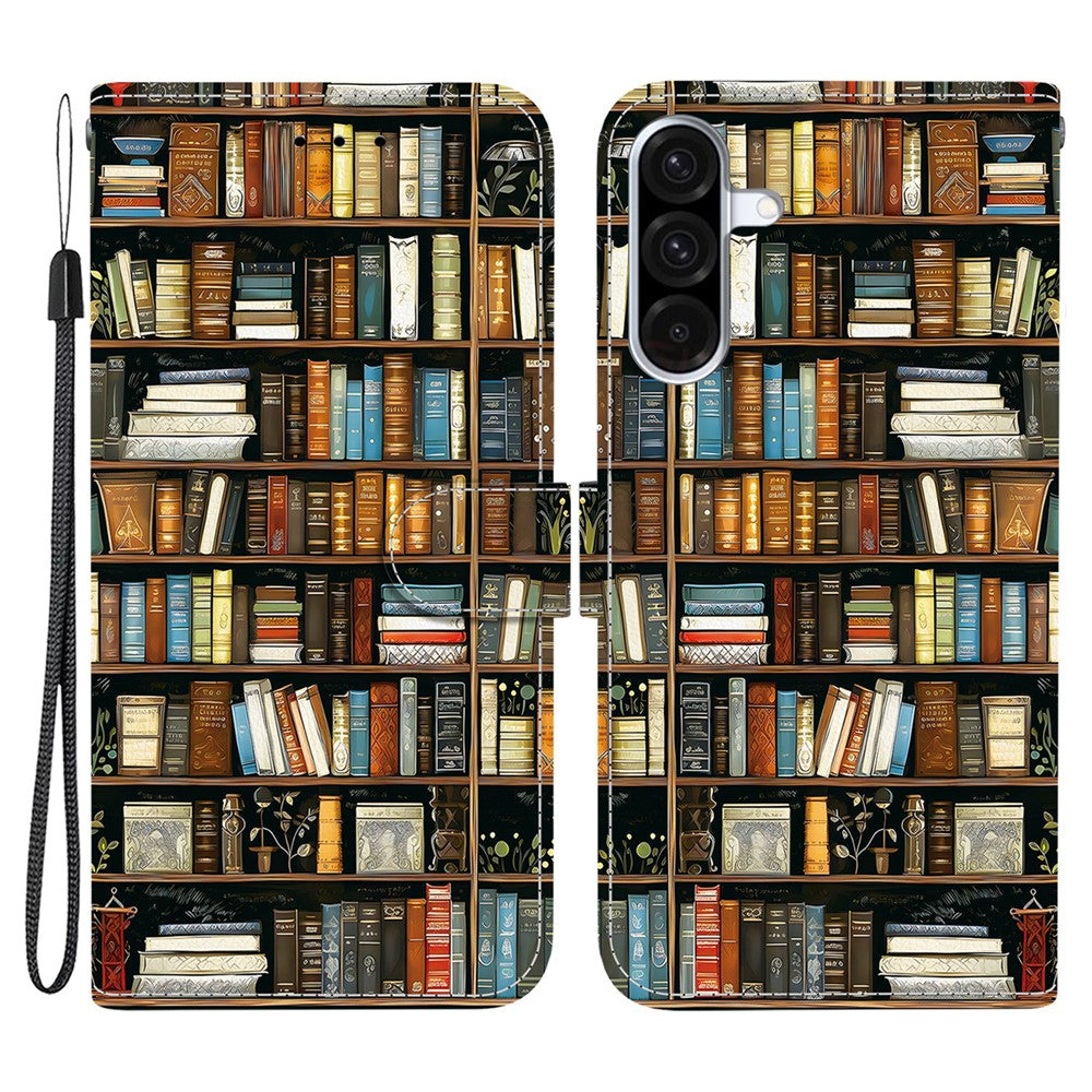 For Samsung Galaxy A56 5G Leather Case Stand Wallet Pattern Printing Phone Cover with Wrist Strap