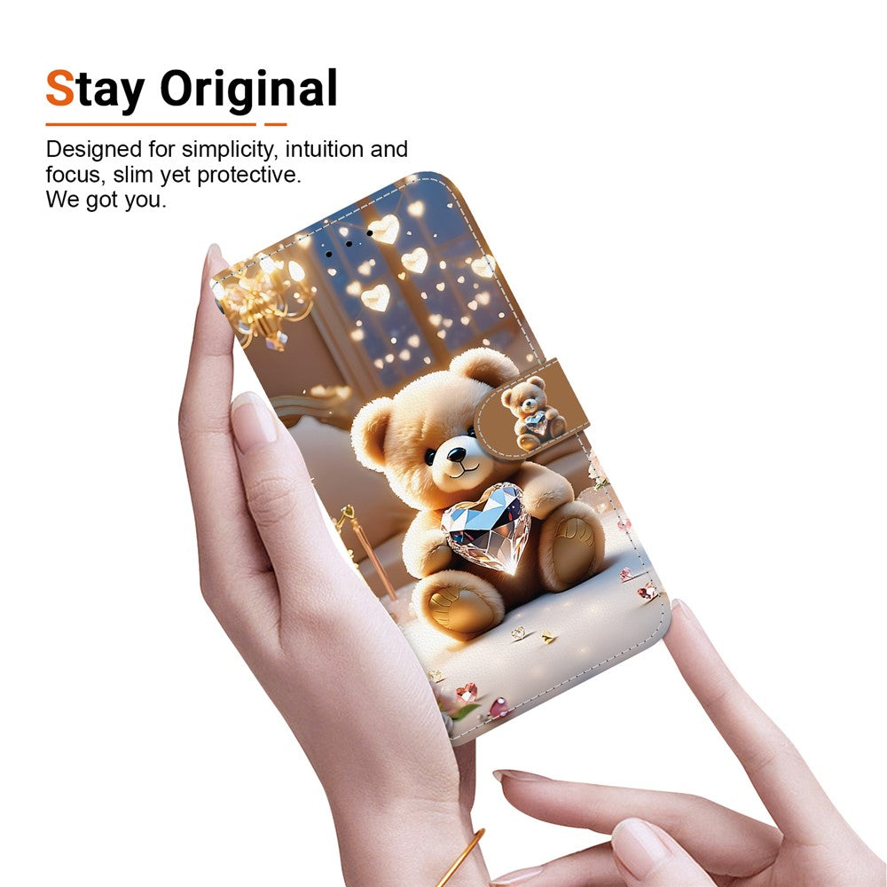 Til Samsung Galaxy A18 5G / A17 5G / A17 4G / A26 5G lædercover med stativ, pung og mønsterprint samt håndledsrem