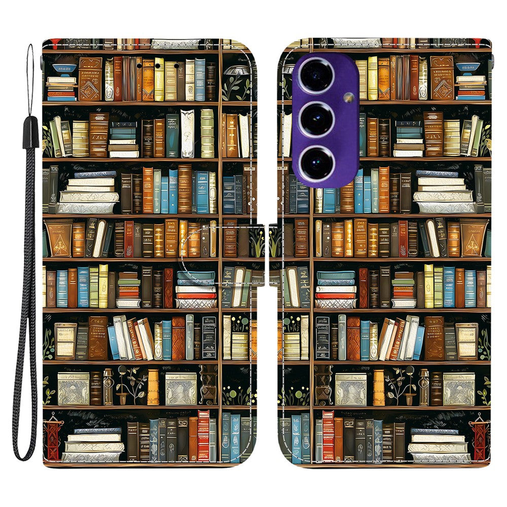 Til Samsung Galaxy A18 5G / A17 5G / A17 4G / A26 5G lædercover med stativ, pung og mønsterprint samt håndledsrem