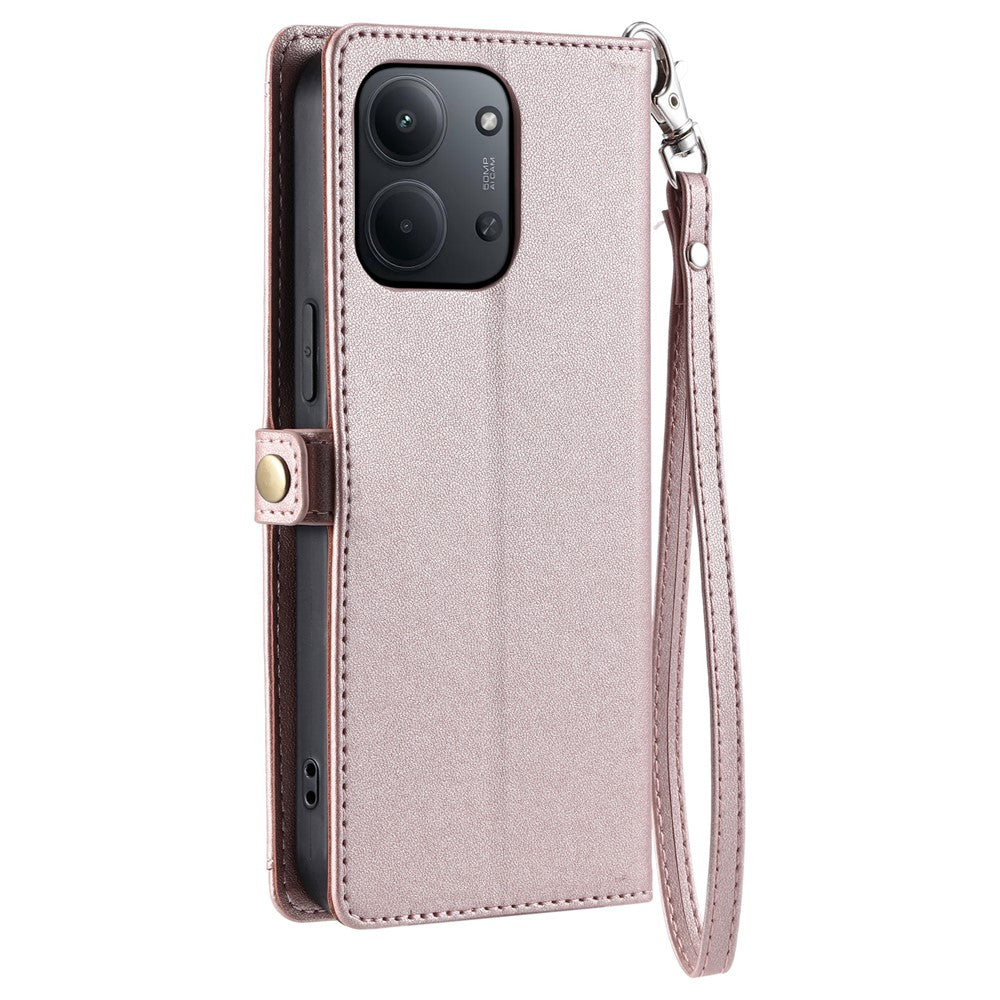 For Xiaomi Redmi 15C 5G (EU) (173mm) / 15C 4G (EU) (173mm) Leather Case with Wrist Strap Wallet Stand Phone Cover