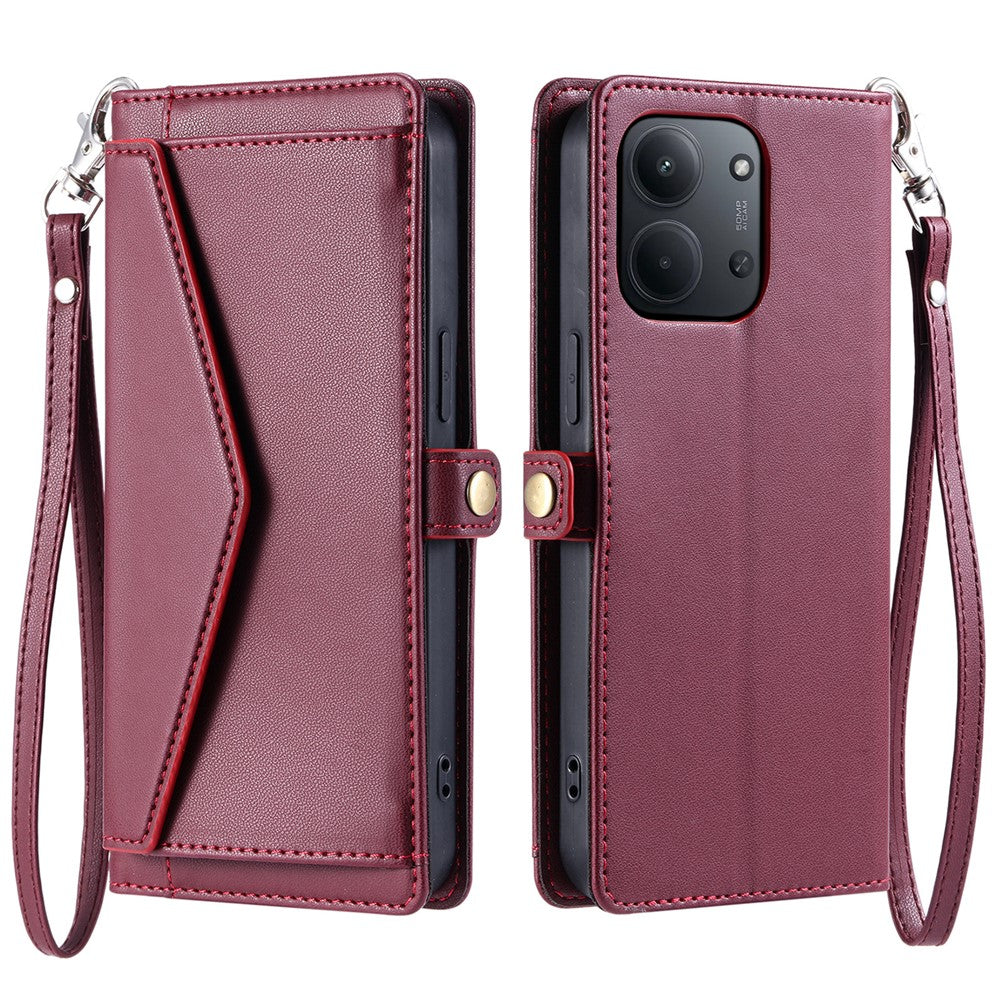 For Xiaomi Redmi 15C 5G (EU) (173mm) / 15C 4G (EU) (173mm) Leather Case with Wrist Strap Wallet Stand Phone Cover