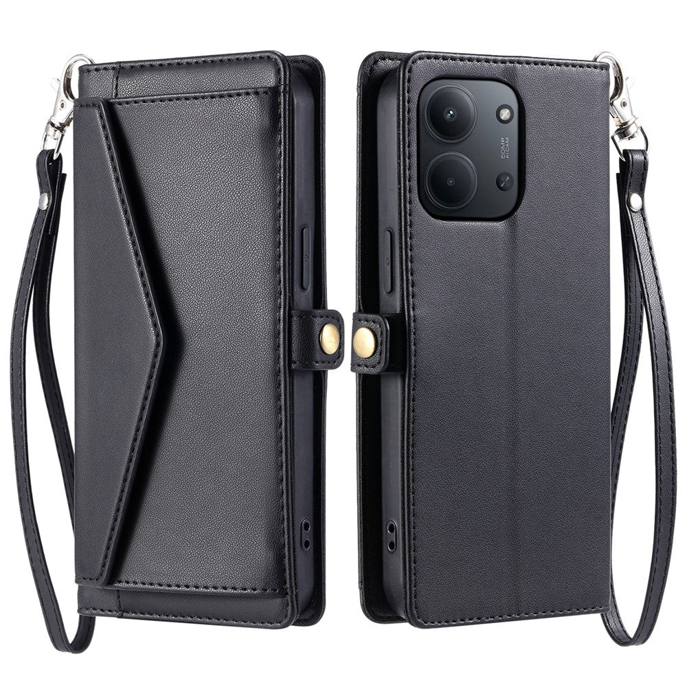 For Xiaomi Redmi 15C 5G (EU) (173mm) / 15C 4G (EU) (173mm) Leather Case with Wrist Strap Wallet Stand Phone Cover