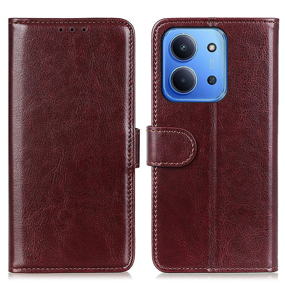 Xiaomi Redmi 15C 4G (Global) (171mm) / Poco C85 4G (171mm) skal Crazy Horse textur PU-läder mobilstativ