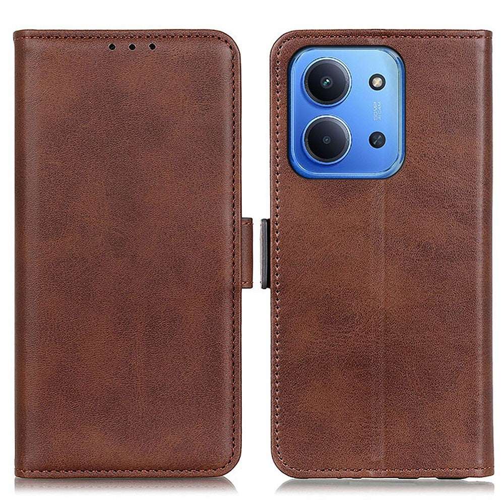 For Xiaomi Redmi 15C 5G (EU) (173mm) / 15C 4G (EU) (173mm) Case Stand Cowhide Texture PU Leather Phone Cover