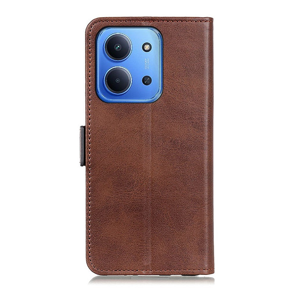 For Xiaomi Redmi 15C 4G (Global) (171mm) / Poco C85 4G (171mm) Case Stand Cowhide Texture PU Leather Phone Cover