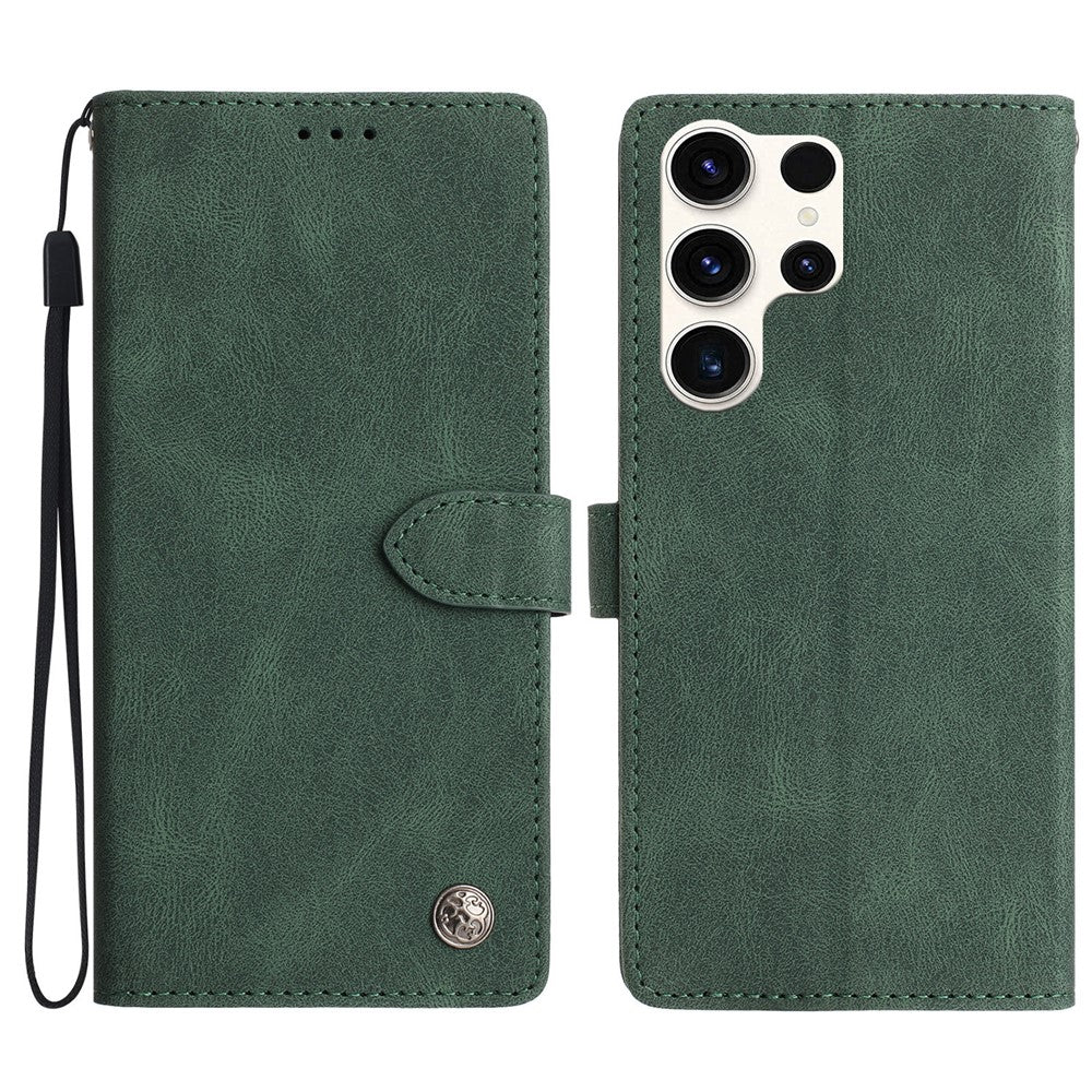 For Samsung Galaxy S24 Ultra Leather Case Solid Color Phone Wallet Cover