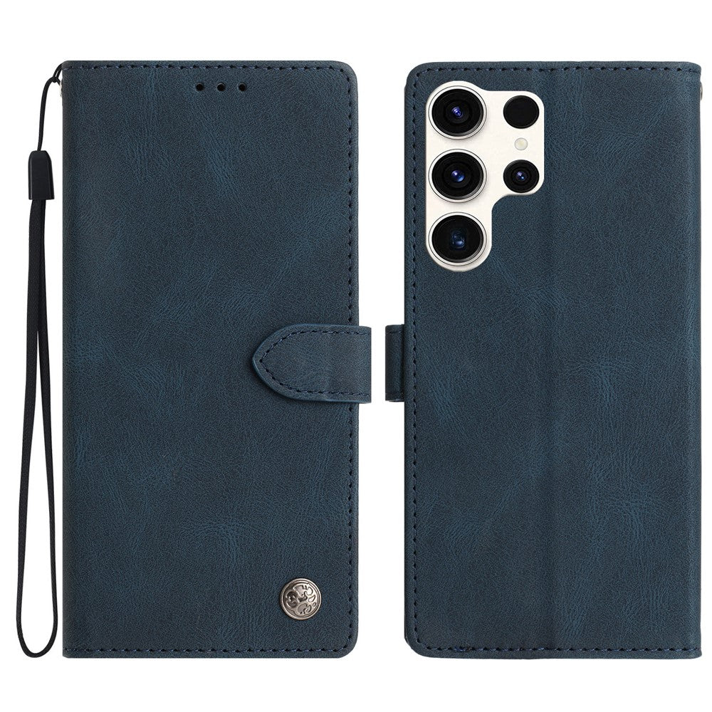 For Samsung Galaxy S24 Ultra Leather Case Solid Color Phone Wallet Cover