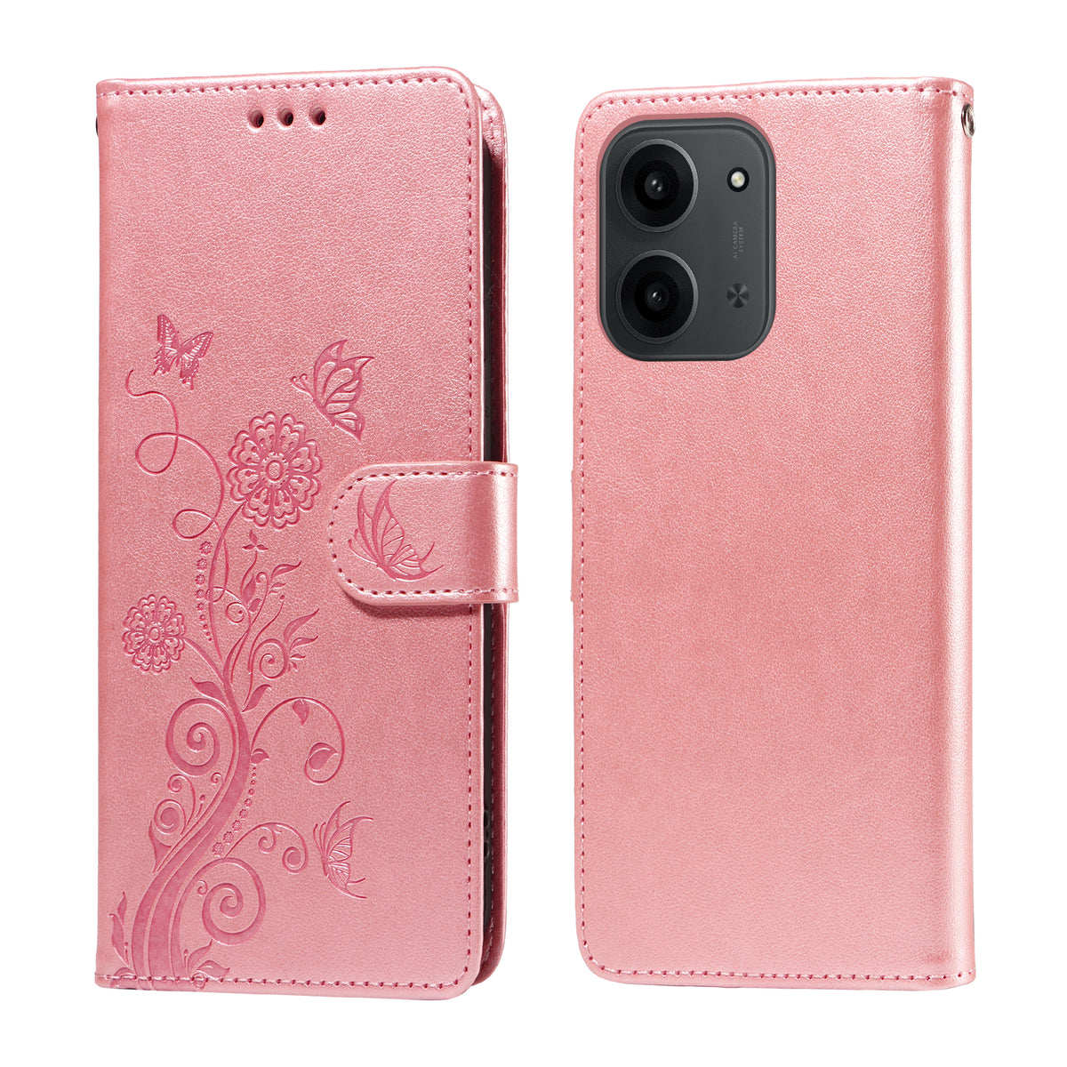 For Xiaomi Redmi 15C 4G (Global) (171mm) / Poco C85 4G (171mm) Leather Case Butterfly Floral Imprint Wallet Stand Cover