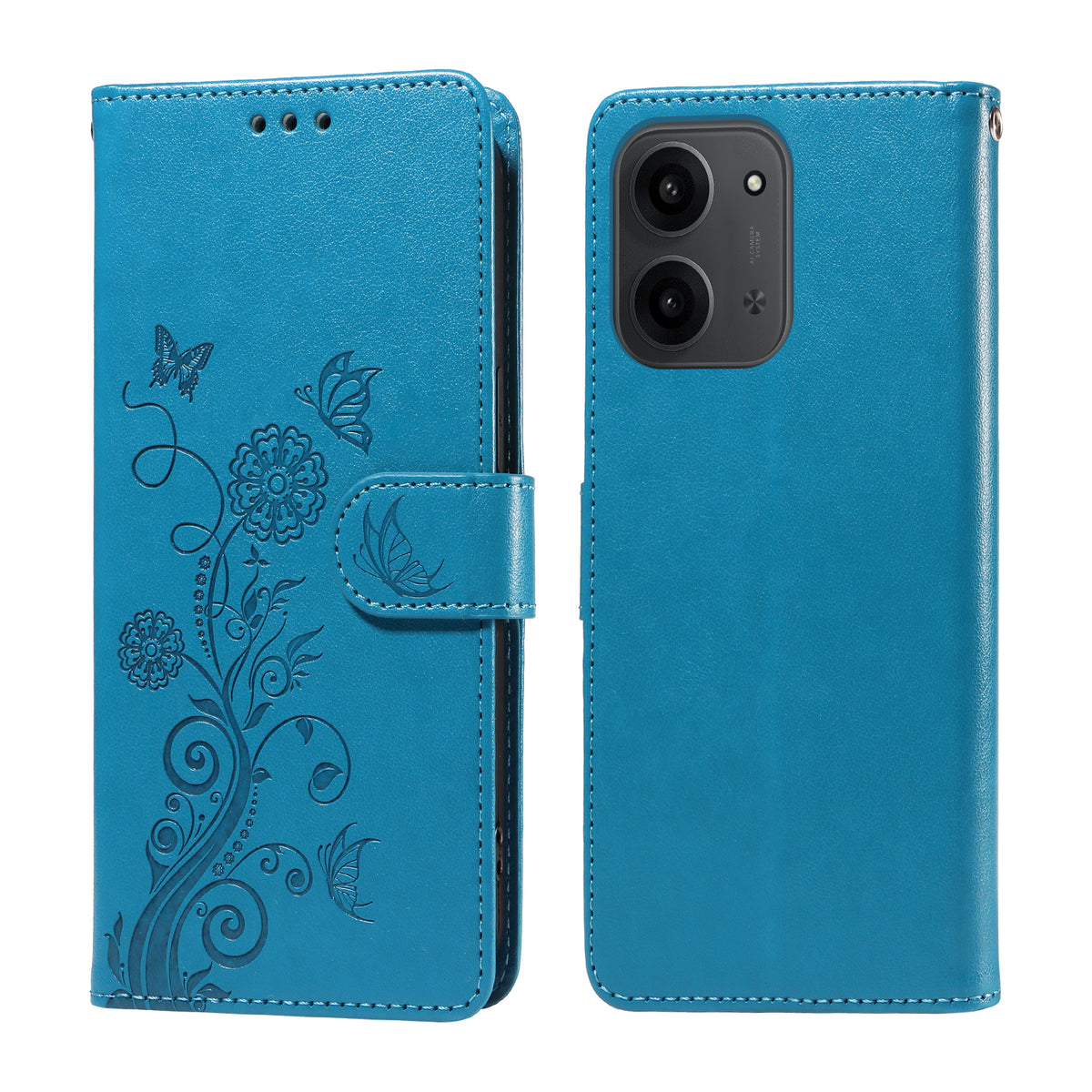 For Xiaomi Redmi 15C 4G (Global) (171mm) / Poco C85 4G (171mm) Leather Case Butterfly Floral Imprint Wallet Stand Cover