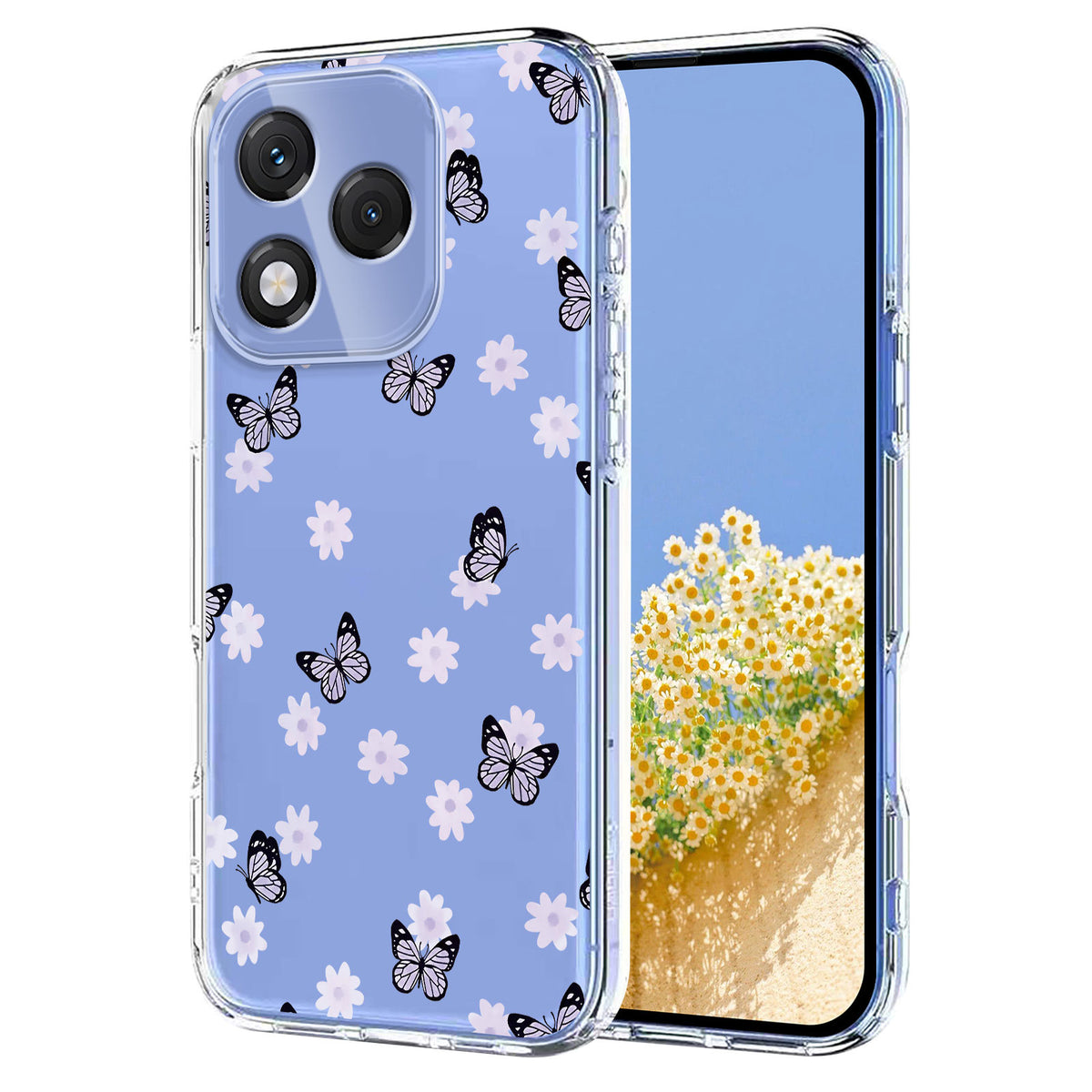 For Honor 400 Lite 5G Case Butterfly Floral Pattern Printing TPU Phone Back Cover