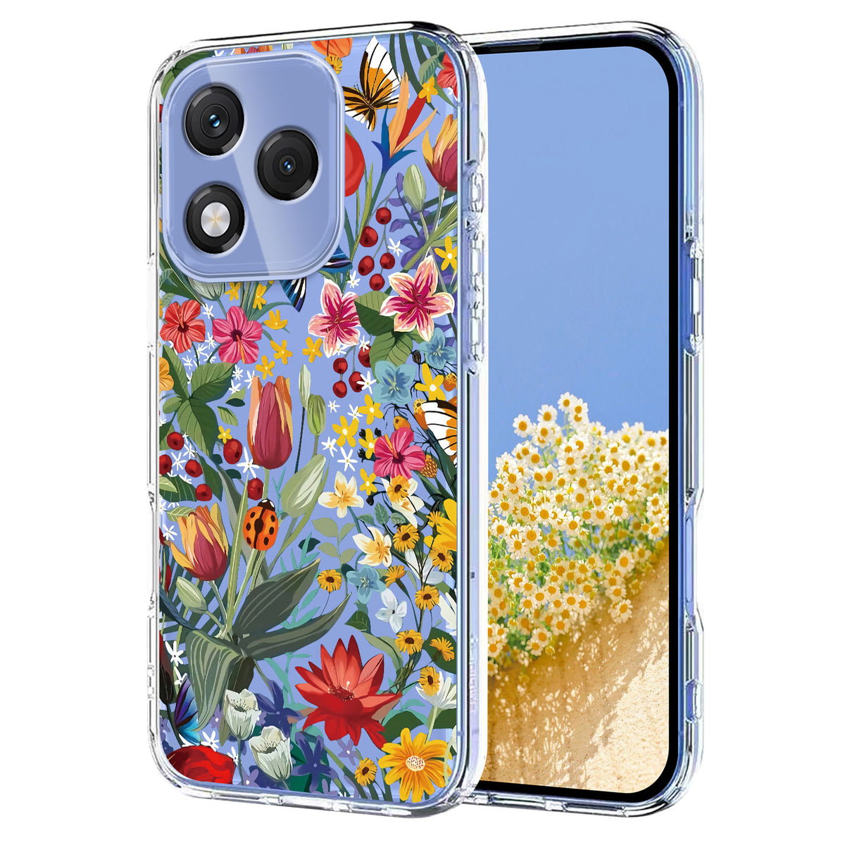 For Honor 400 Lite 5G Case Butterfly Floral Pattern Printing TPU Phone Back Cover