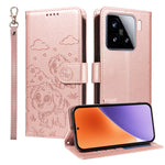 For Xiaomi 15 Case RFID Blocking Imprint Dog Pattern PU Leather Phone Cover with Wrist Strap