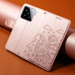 For Xiaomi 15 Case RFID Blocking Imprint Dog Pattern PU Leather Phone Cover with Wrist Strap