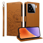 For Xiaomi 15 Case RFID Blocking Imprint Dog Pattern PU Leather Phone Cover with Wrist Strap