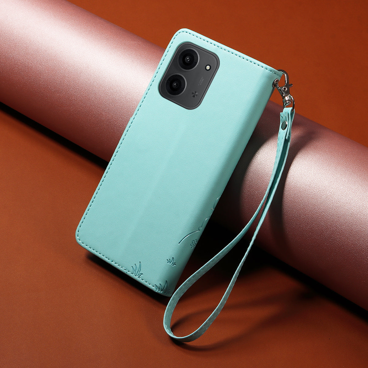For Xiaomi Redmi 15C 5G (EU) (173mm) / 15C 4G (EU) (173mm) Case RFID Blocking Imprint Dog Pattern PU Leather Phone Cover with Wrist Strap