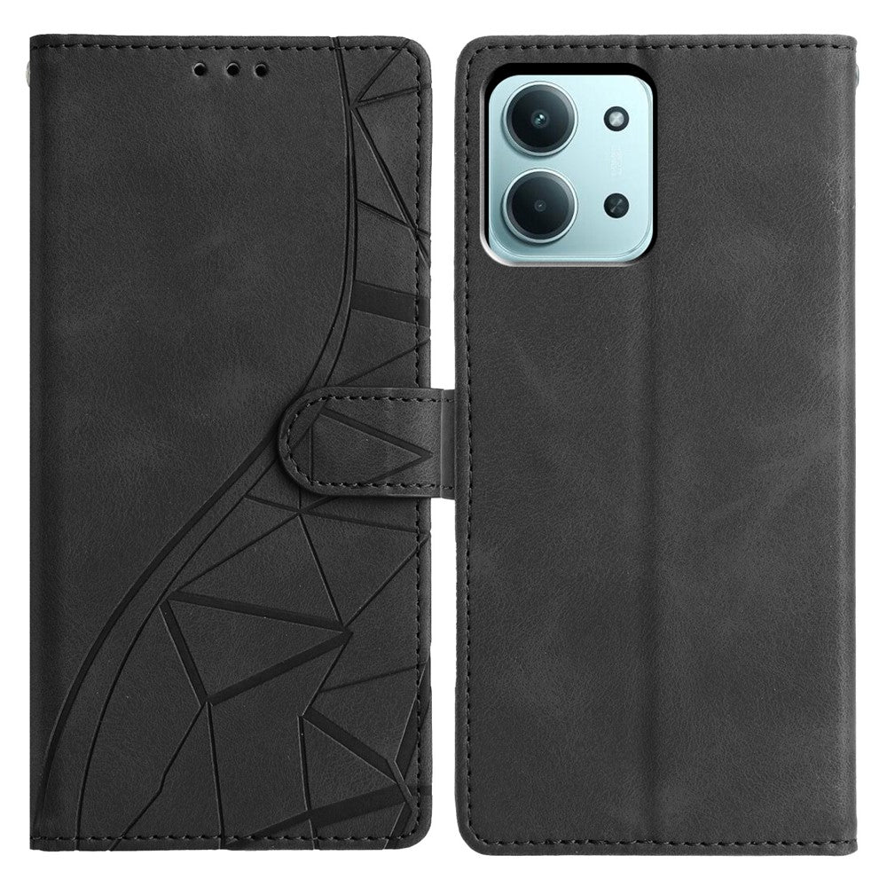 For Xiaomi Redmi 15C 4G (Global) (171mm) / Poco C85 4G (171mm) Case Wallet Stand Imprinted Triangle Pattern Leather Phone Flip Cover