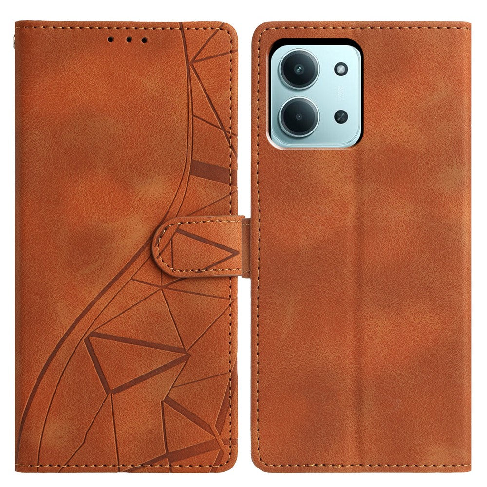 For Xiaomi Redmi 15C 4G (Global) (171mm) / Poco C85 4G (171mm) Case Wallet Stand Imprinted Triangle Pattern Leather Phone Flip Cover