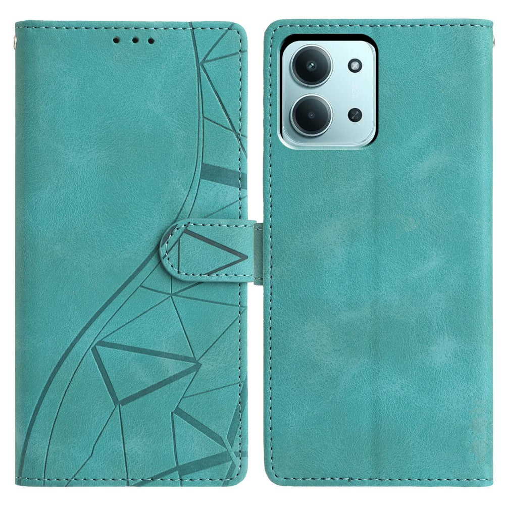 For Xiaomi Redmi 15C 4G (Global) (171mm) / Poco C85 4G (171mm) Case Wallet Stand Imprinted Triangle Pattern Leather Phone Flip Cover