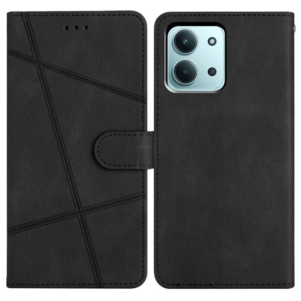 Xiaomi Redmi 15C 4G (Global) (171 mm) / Poco C85 4G (171 mm) Plånboksfodral med linjepräglad hudkontakt i läder med fällbart lock.