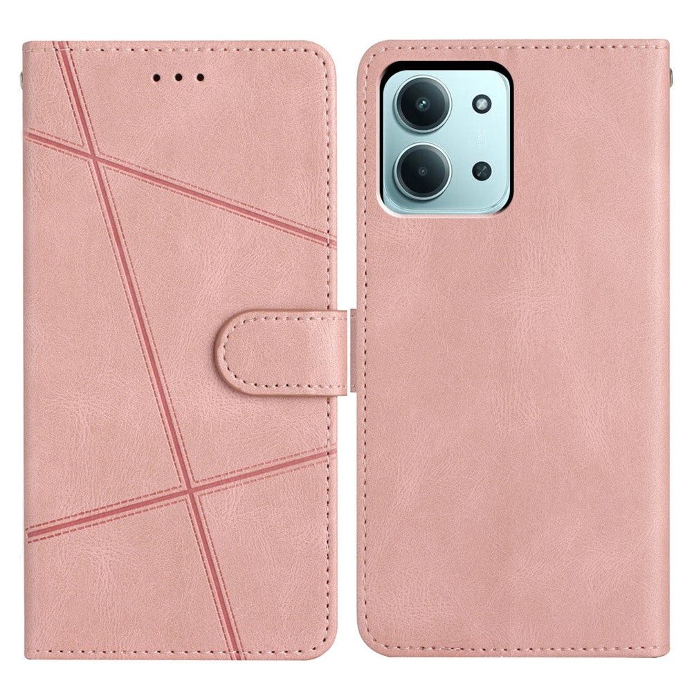 Xiaomi Redmi 15C 4G (Global) (171 mm) / Poco C85 4G (171 mm) Plånboksfodral med linjepräglad hudkontakt i läder med fällbart lock.