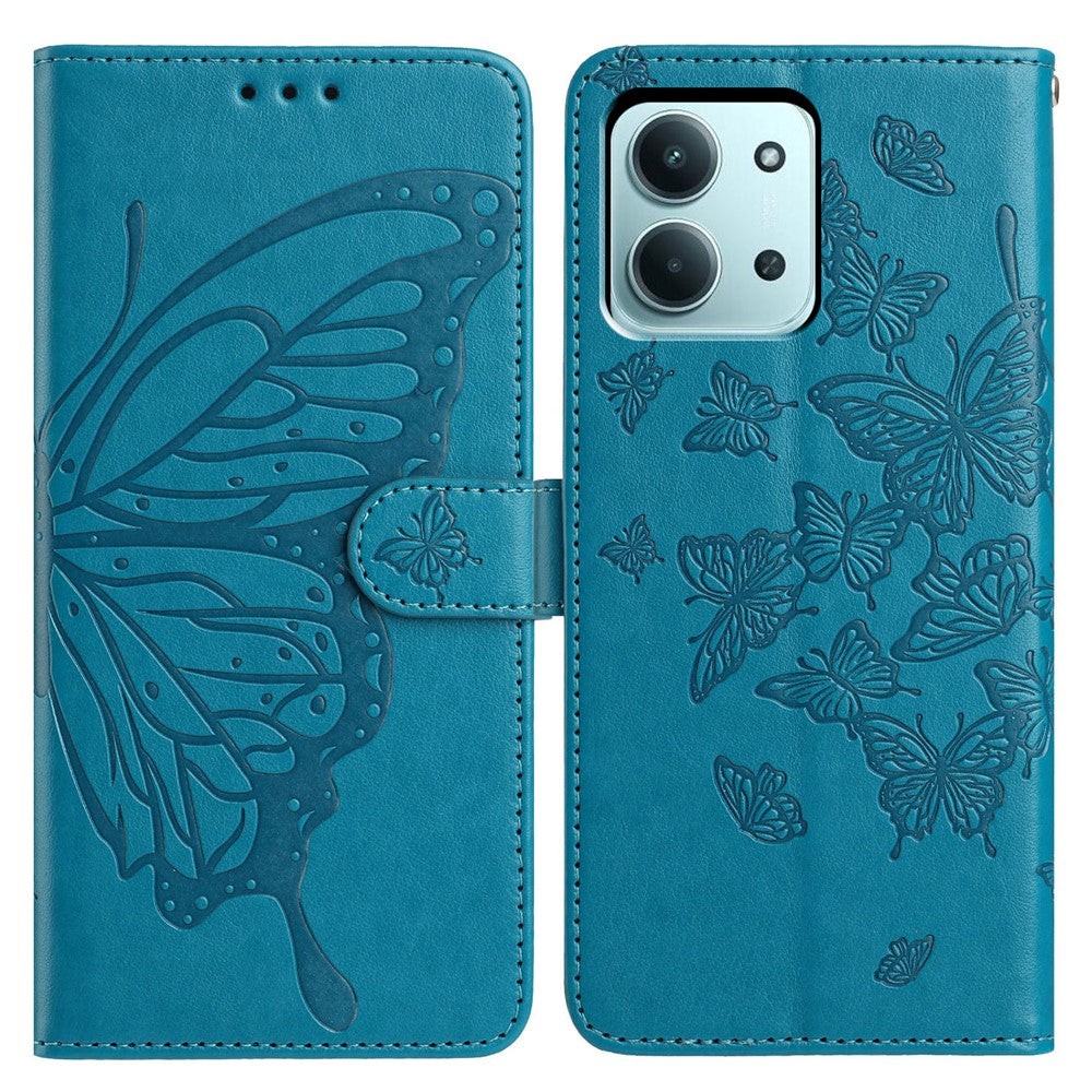 Xiaomi Redmi 15C 4G (Global) (171mm) / Poco C85 4G (171mm) Fodral Fjärilstryck Plånboksfodral PU-läder Flipfodral med Rem