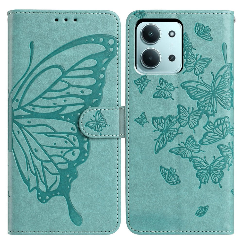 Xiaomi Redmi 15C 4G (Global) (171mm) / Poco C85 4G (171mm) Fodral Fjärilstryck Plånboksfodral PU-läder Flipfodral med Rem