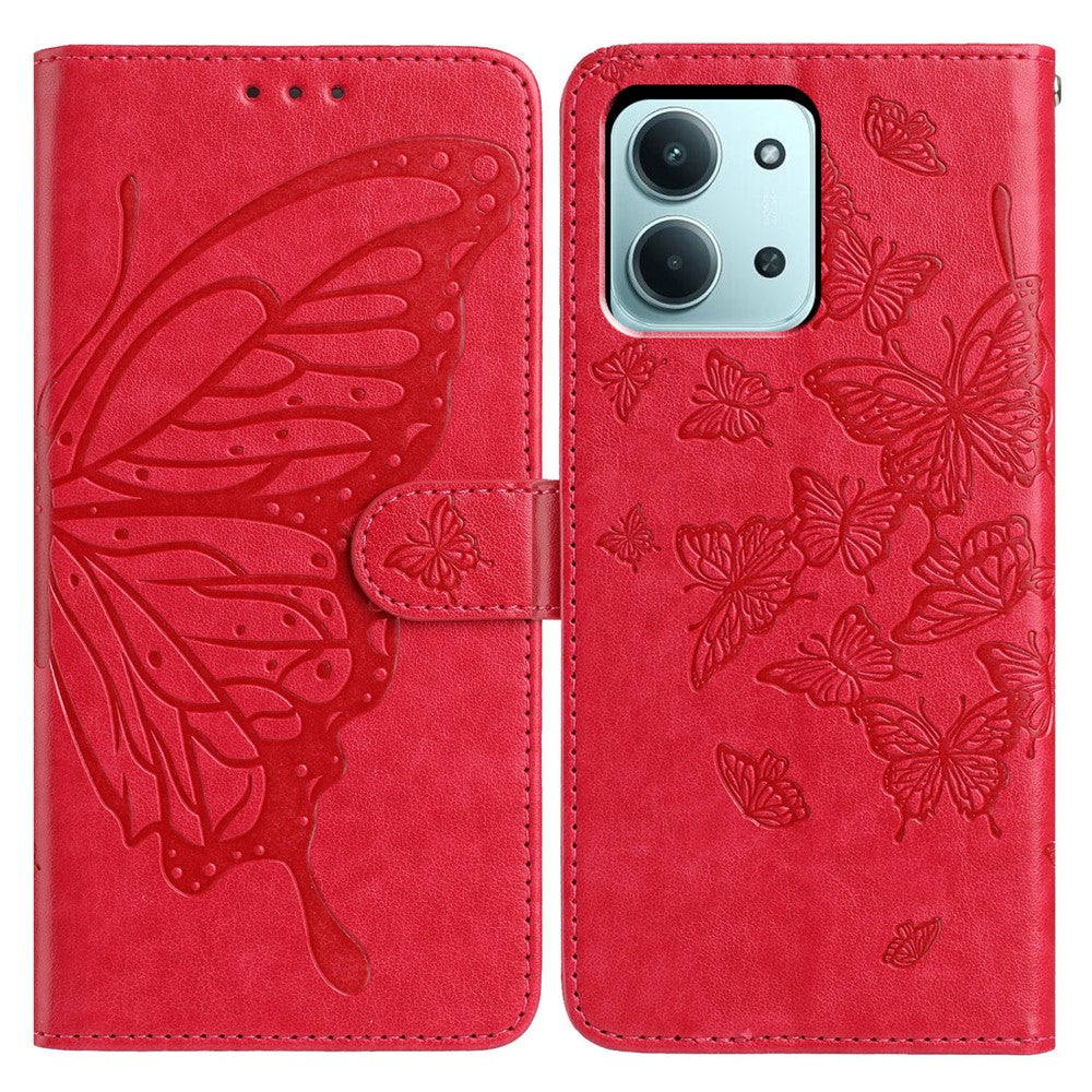 Xiaomi Redmi 15C 4G (Global) (171mm) / Poco C85 4G (171mm) Fodral Fjärilstryck Plånboksfodral PU-läder Flipfodral med Rem