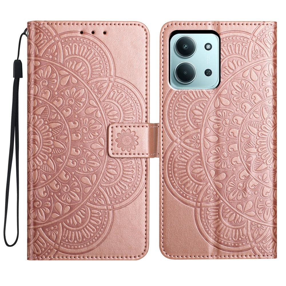 For Xiaomi Redmi 15C 4G (Global) (171mm) / Poco C85 4G (171mm) Leather Case with Card Slots Mandala Pattern Phone Cover Stand