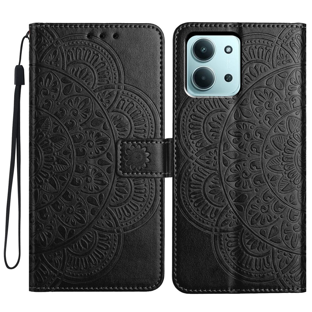 For Xiaomi Redmi 15C 4G (Global) (171mm) / Poco C85 4G (171mm) Leather Case with Card Slots Mandala Pattern Phone Cover Stand