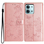 Xiaomi Redmi 15C 4G (Global) (171 mm) / Poco C85 4G (171 mm) pungetui i læder med klap, sommerfugleblomstermønster og rem