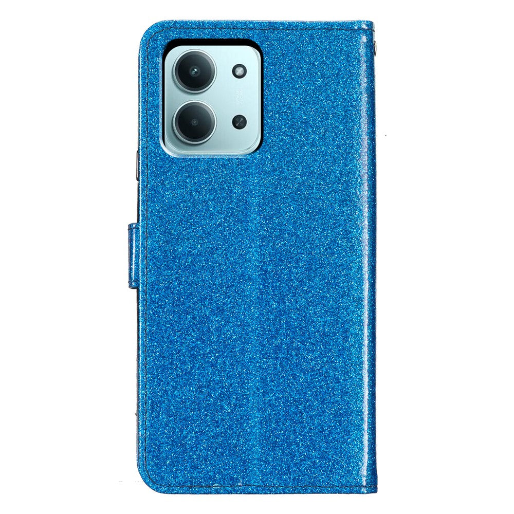 For Xiaomi Redmi 15C 4G (Global) (171mm) / Poco C85 4G (171mm) Wallet Case Glitter Anti-Scratch Leather Stand Phone Cover with Strap