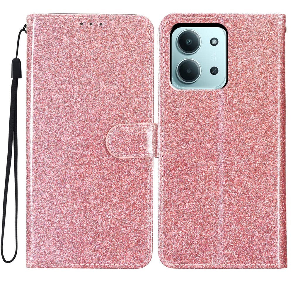 For Xiaomi Redmi 15C 4G (Global) (171mm) / Poco C85 4G (171mm) Wallet Case Glitter Anti-Scratch Leather Stand Phone Cover with Strap