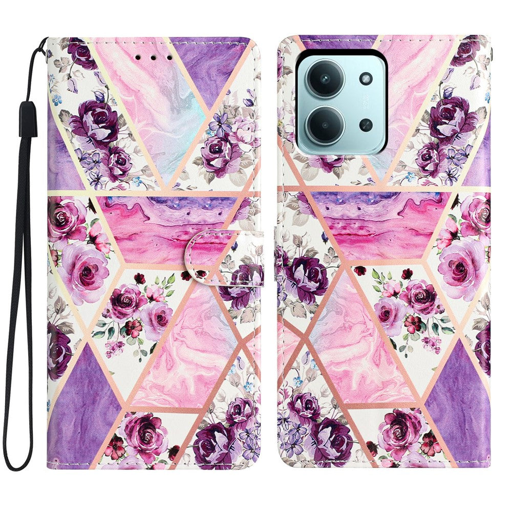 For Xiaomi Redmi 15C 4G (Global) (171mm) / Poco C85 4G (171mm) Wallet Case PU Leather Pattern Printing Stand Phone Cover with Strap