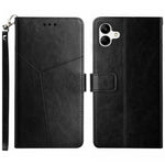 Anti-fall Flip Wallet Cover For Samsung Galaxy A04e 4G PU Leather Imprinted Y-Shaped Lines Phone Case Foldable Stand with Strap