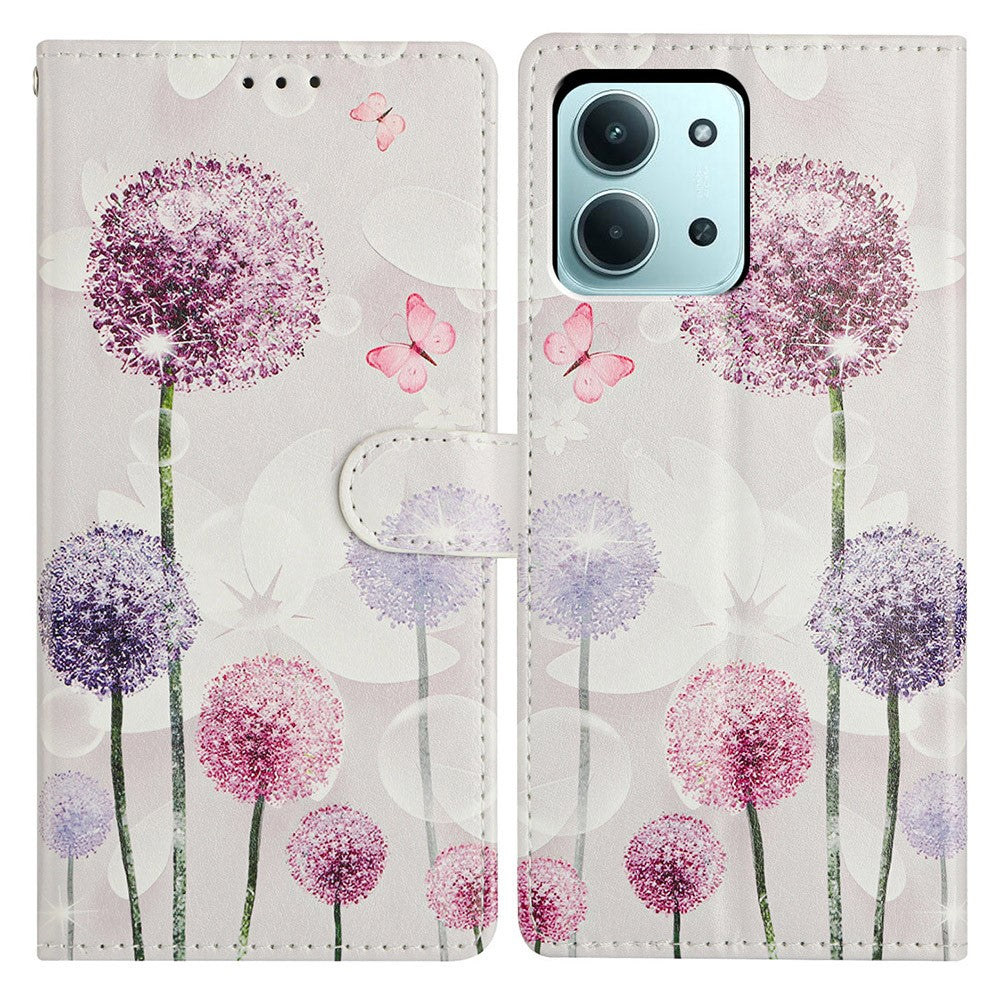 For Xiaomi Redmi 15C 4G (Global) (171mm) / Poco C85 4G (171mm) Case Pattern Printing Wallet Leather Phone Cover with Strap