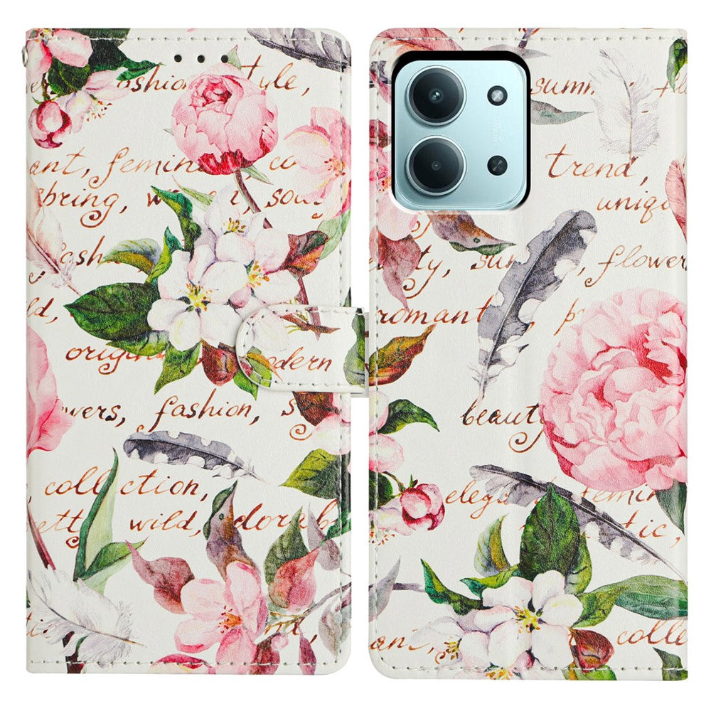 For Xiaomi Redmi 15C 4G (Global) (171mm) / Poco C85 4G (171mm) Case Pattern Printing Wallet Leather Phone Cover with Strap