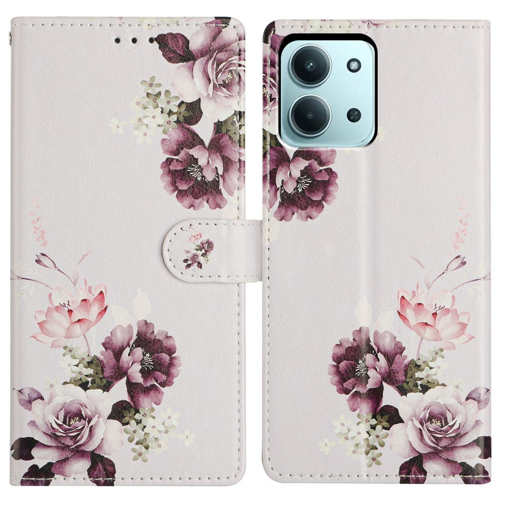 For Xiaomi Redmi 15C 4G (Global) (171mm) / Poco C85 4G (171mm) Case Pattern Printing Wallet Leather Phone Cover with Strap
