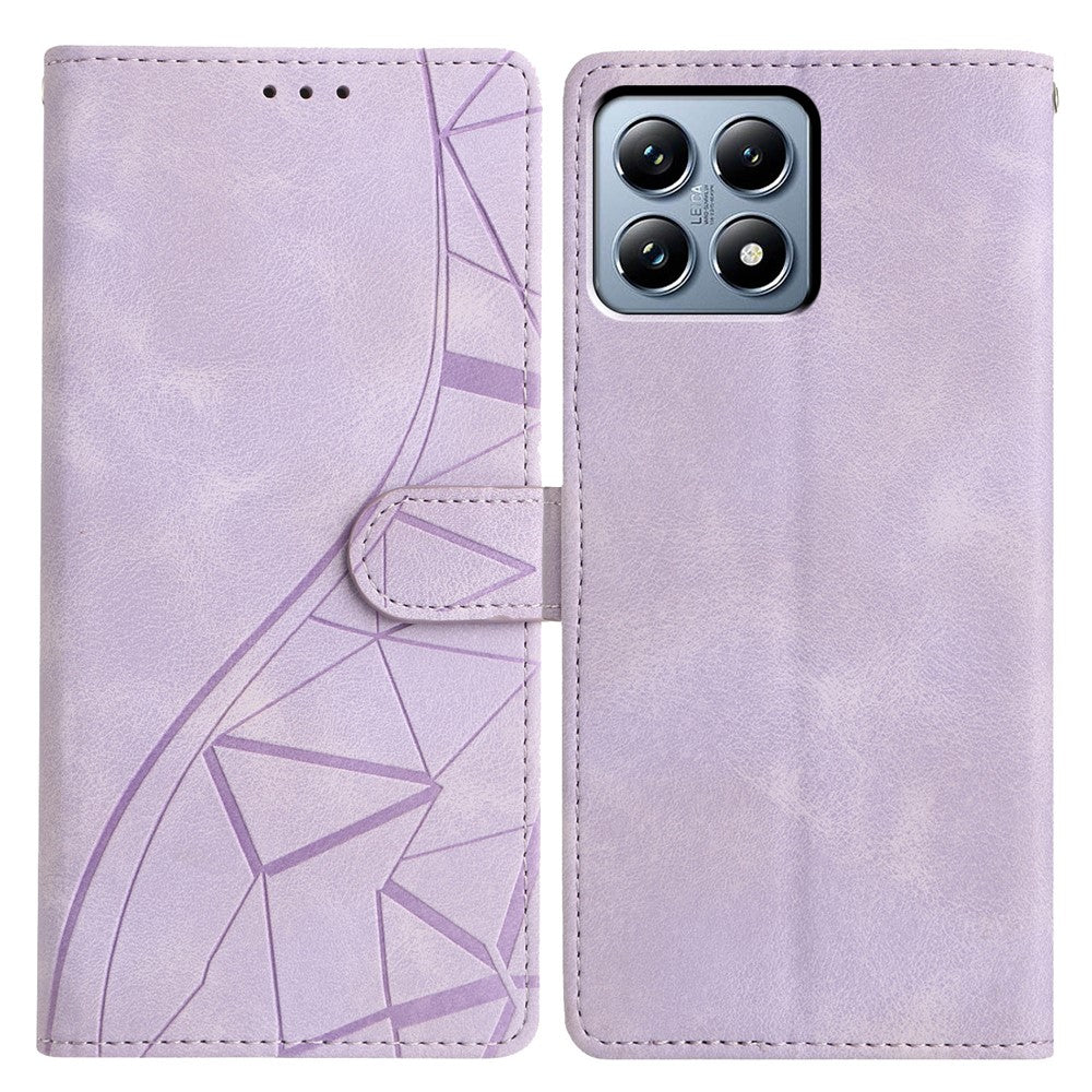 For Xiaomi 15T Pro Case Wallet Stand Imprinted Triangle Pattern Leather Phone Flip Cover