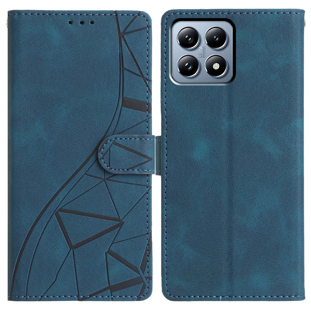 For Xiaomi 15T Pro Case Wallet Stand Imprinted Triangle Pattern Leather Phone Flip Cover