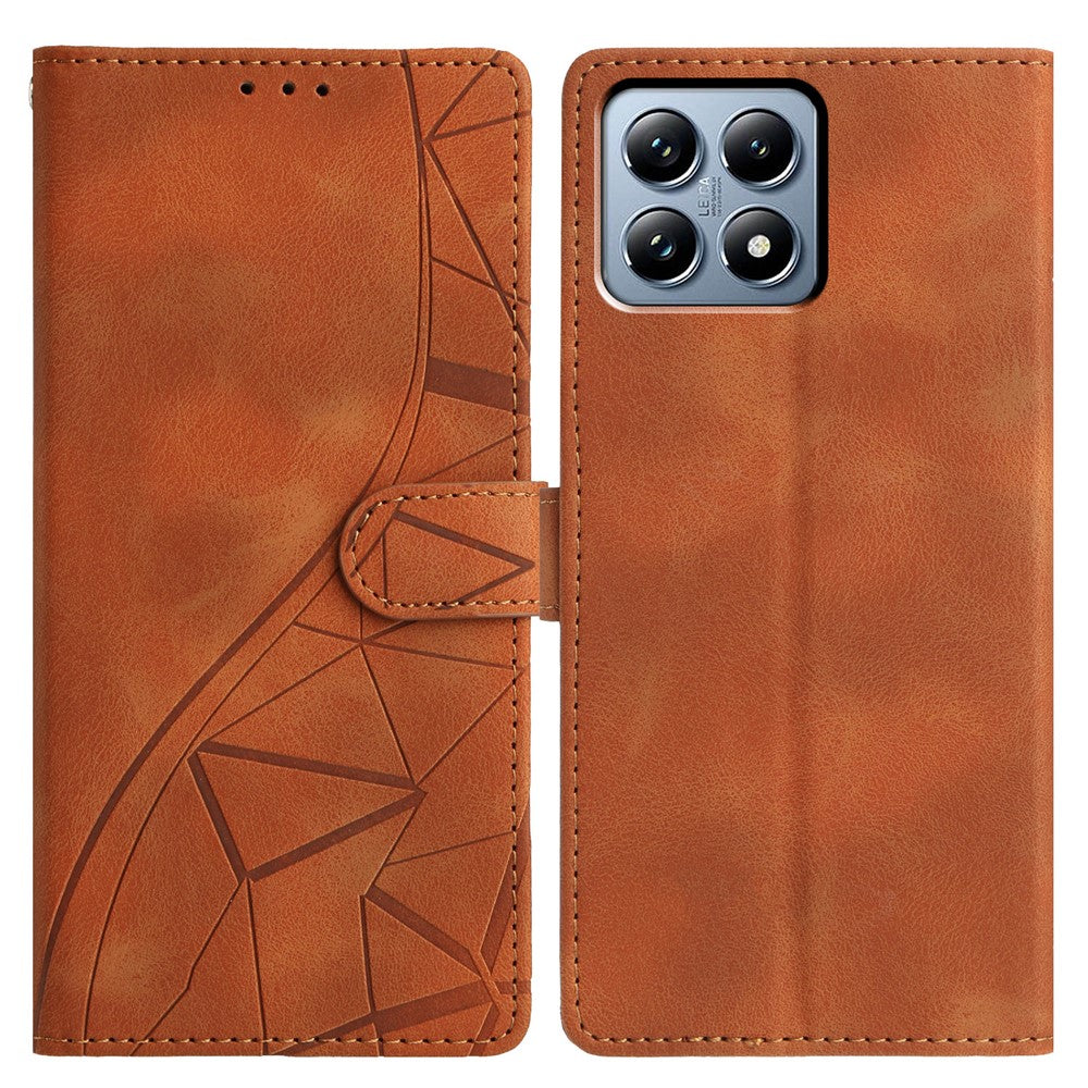 For Xiaomi 15T Pro Case Wallet Stand Imprinted Triangle Pattern Leather Phone Flip Cover