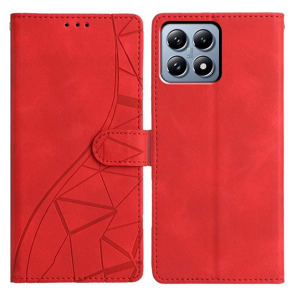 For Xiaomi 15T Pro Case Wallet Stand Imprinted Triangle Pattern Leather Phone Flip Cover