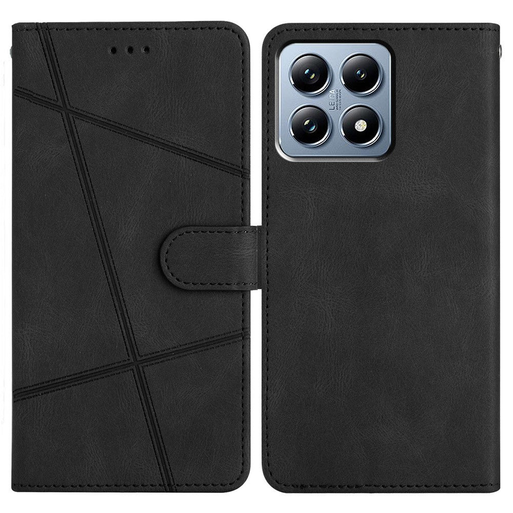 For Xiaomi 15T Wallet Case Line Imprint Skin-Touch Leather Flip Phone Cover