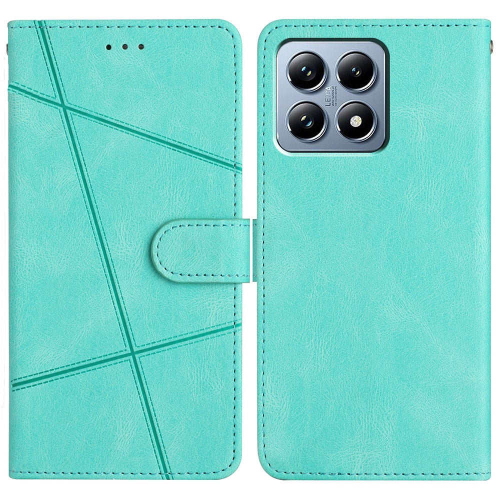 For Xiaomi 15T Pro Wallet Case Line Imprint Skin-Touch Leather Flip Phone Cover