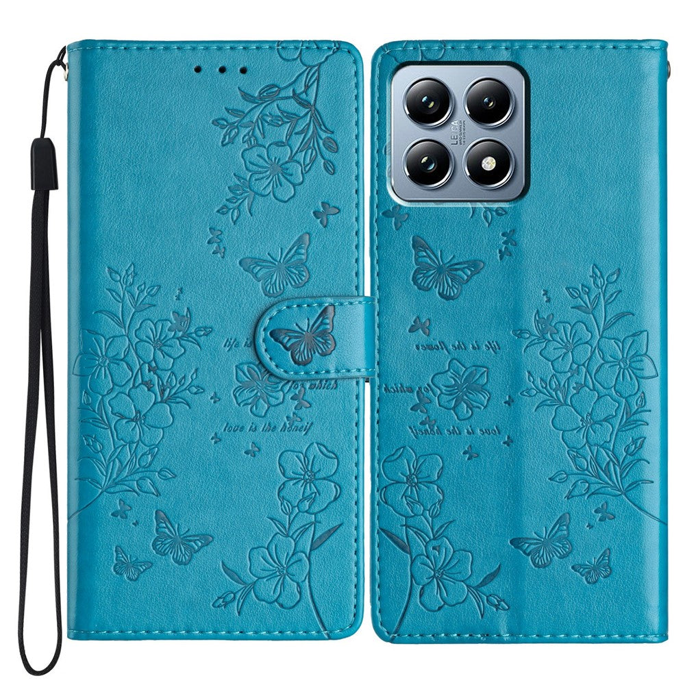 Xiaomi 15T Plånboksfodral Läderflikfodral med Fjärilstryck och Rem