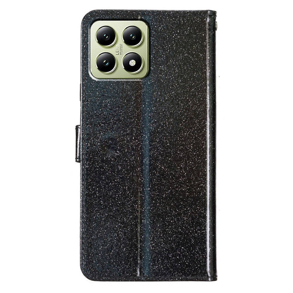 For Xiaomi 15T Wallet Case Glitter Anti-Scratch Leather Stand Phone Cover with Strap