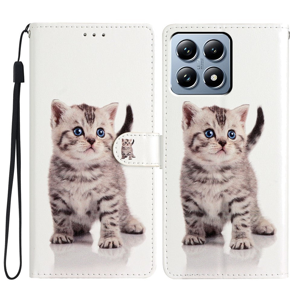 For Xiaomi 15T Wallet Case PU Leather Pattern Printing Stand Phone Cover with Strap